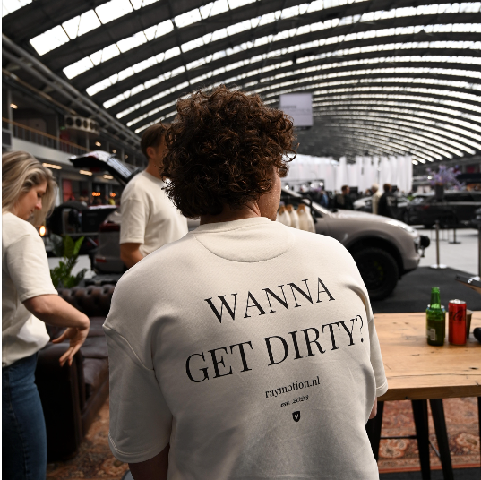 wanna get dirty t-shirt the motion club off white authentic car collective community lifestyle