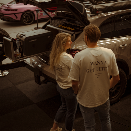 the motion club t-shirt wanna get dirty woman man lifestyle porsche cayenne