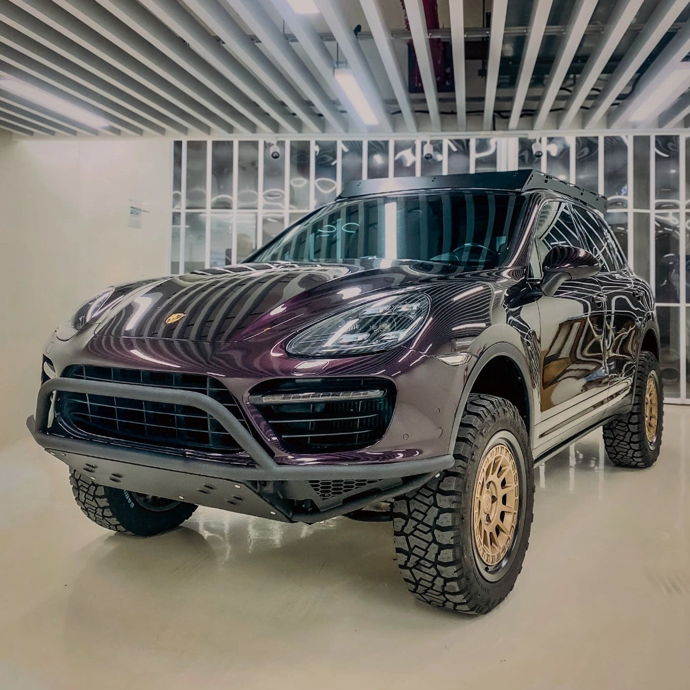 Porsche Cayenne 958.1 Tubular Offroad Parachoques delantero Media altura