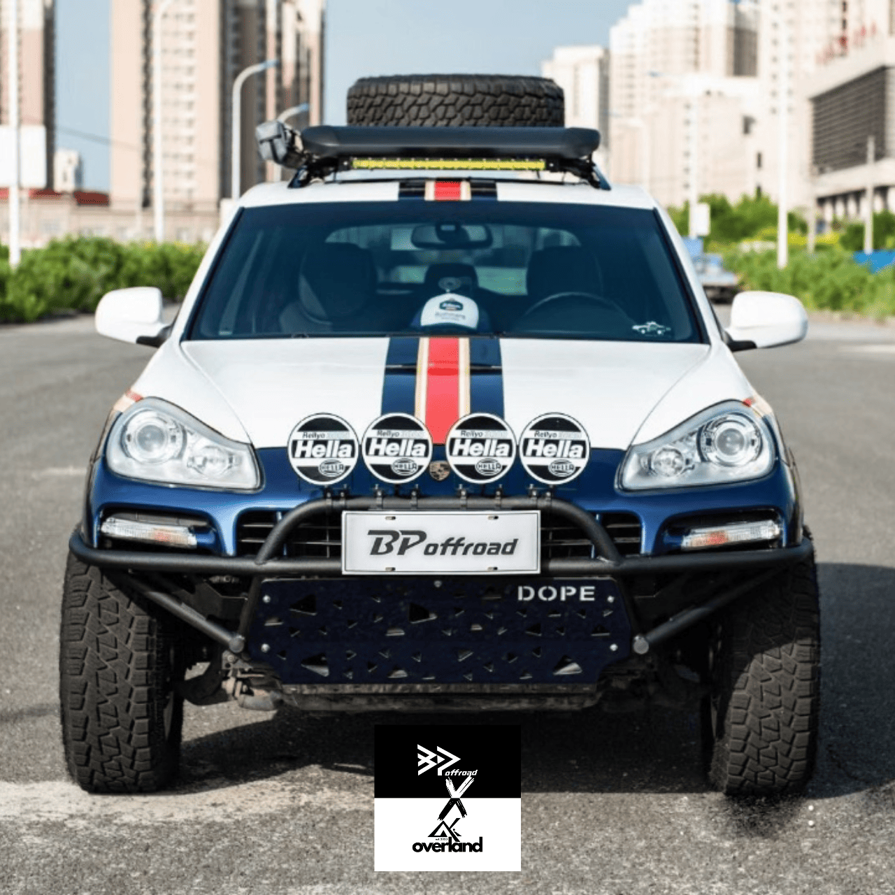 Parachoques delantero tubular todoterreno Porsche Cayenne 957 de altura completa